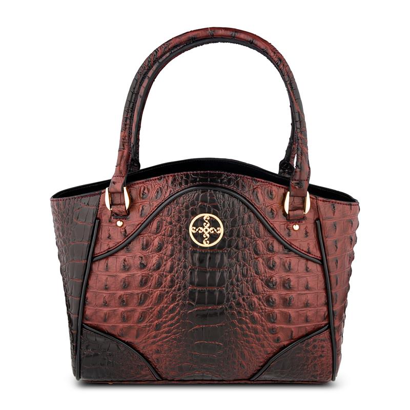 Avalon Crocodile Embossed Handbag (Brown)